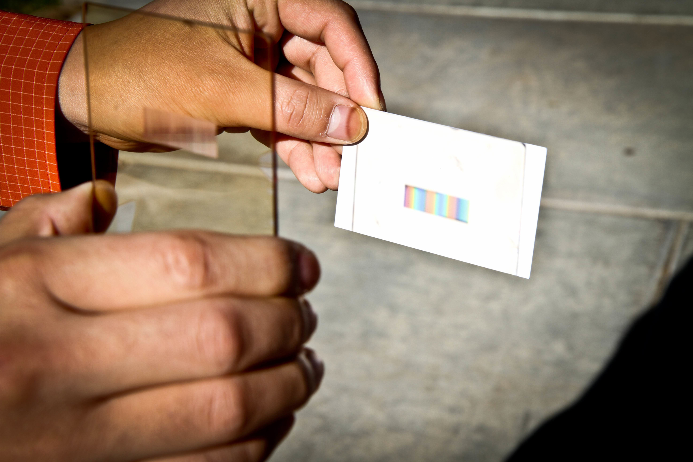 A thin rectangular layer called a polychromat can be integrated into the cover glass of a solar panel. This layer sorts sunlight into colors can be absorbed by solar cells to increase their efficiency without increasing the cost, according to a new study by University of Utah electrical engineers.