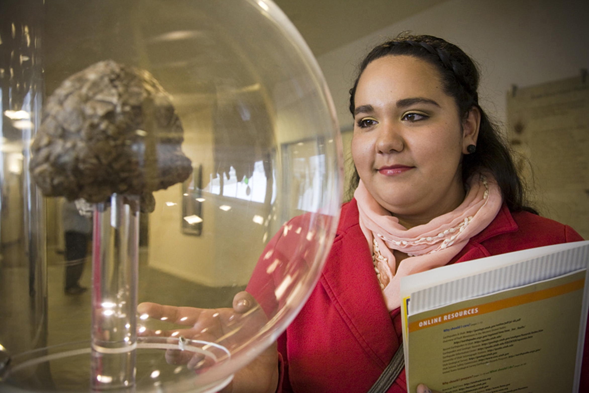 A student looks at a brain exhibit during a previous Science Day at the U, which draws hundreds of high school students to the University of Utah. This year’s event, which is Saturday, Nov. 2, will provide students with an opportunity to learn about education and careers in science, technology, engineering and mathematics.