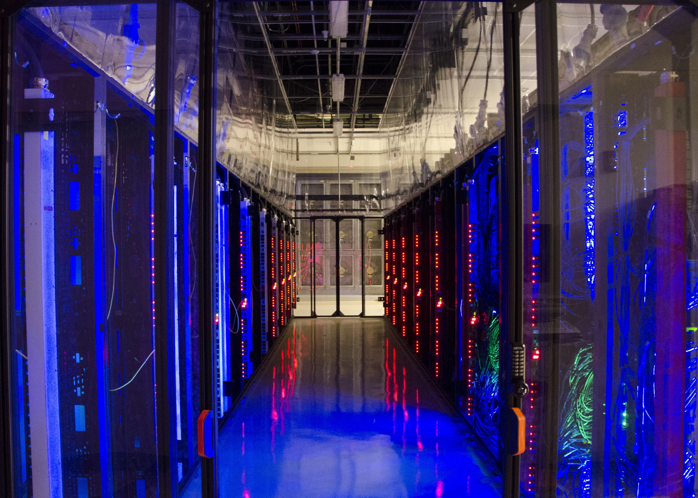 Power lights on computer networks glow in this photo taken inside the University of Utah’s data center in downtown Salt Lake City. With a $10 million grant from the National Science Foundation, the data center will host a new computing facility that will be used to develop “clouds” for real-time disaster response or the security of private data such as medical records. Clouds are computer networks used to run software applications and store large amounts of data online. The new facility will be called CloudLab.