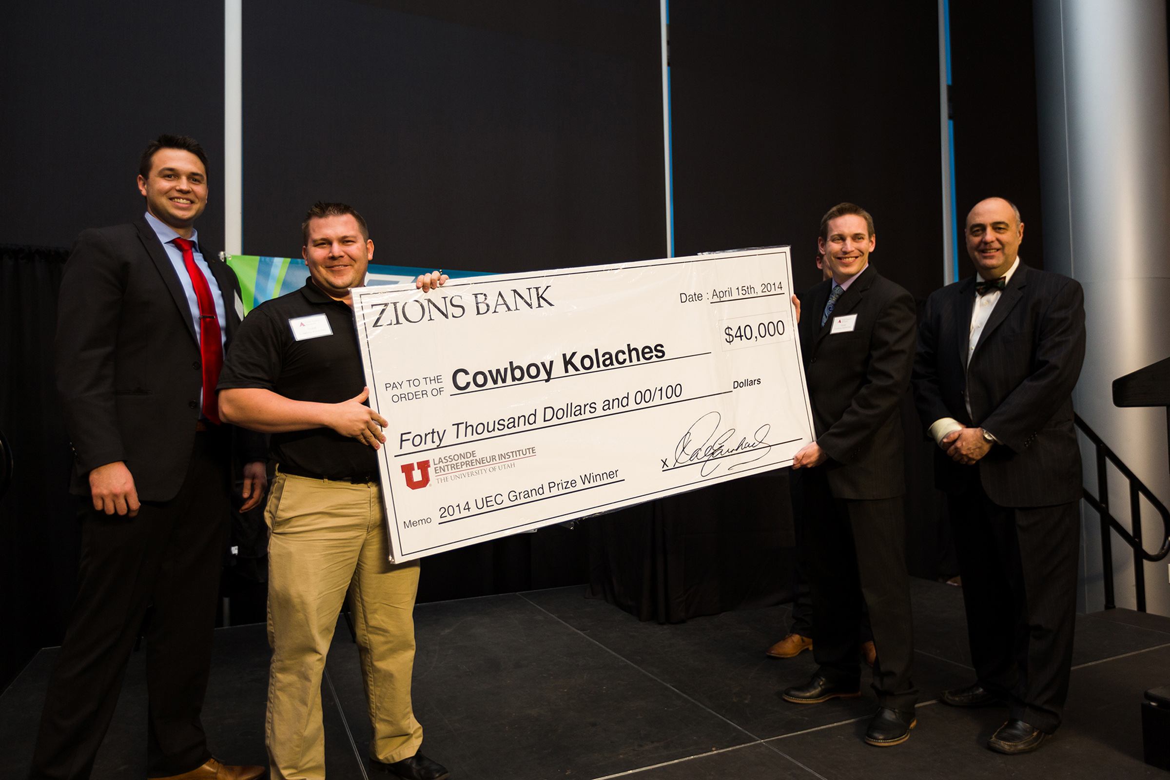 Cowboy Kolaches won the $40,000 grand prize at the Utah Entrepreneur Challenge at the U on April 11, 2014.