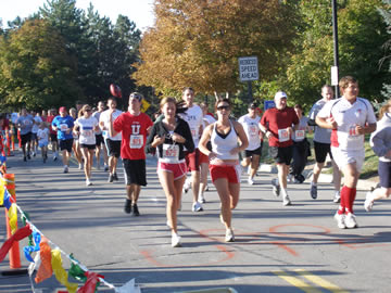 On Homecoming day, runners of all ages gather at the Alumni House for the ever popular 5K Run/Walk/Stroll, followed by the second annual Kids K Fun Run.