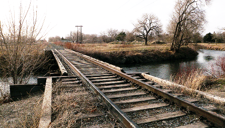 Current intersection of Jordan River and the abandoned rail line.