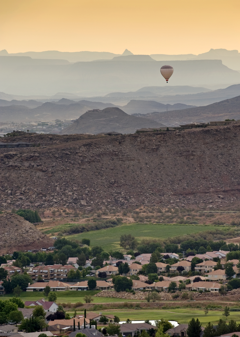 Hot air balloon over St. George Utah.