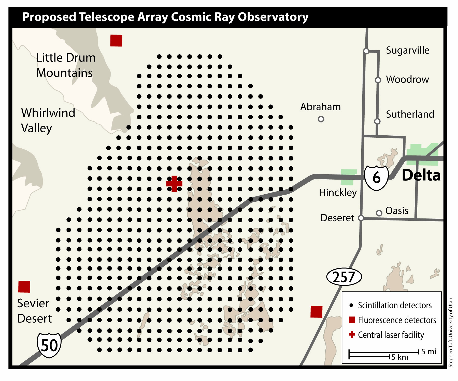 Map of the proposed Telescope Array